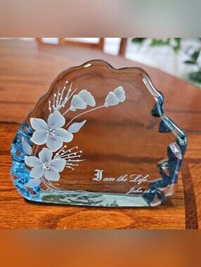 Fenton Iceberg Paperweight With Scripture